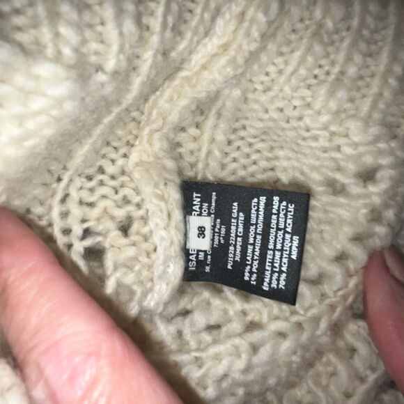 Isabel Marant Etoile Gali Cream Wool Long Sleeve Pullover Sweater Size 38 New - Picture 7 of 7
